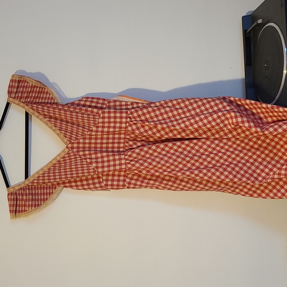 Lisa Says Gah Red and Orange Gingham Cottage Core Dress